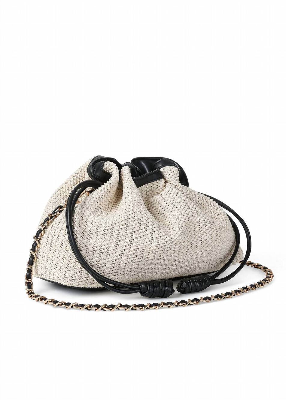 NEW HAUTE SHORE women's taylor tropez crossbody bag in beige raffia black - Picture 4 of 6